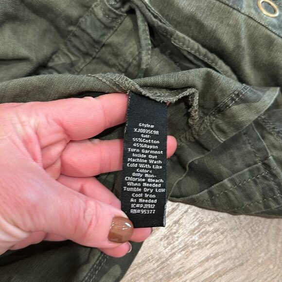 SANCTUARY Green Camouflage Utility Full Zip Cinch‎ Waist Rolled Cuff Jacket Sz S - Picture 9 of 13